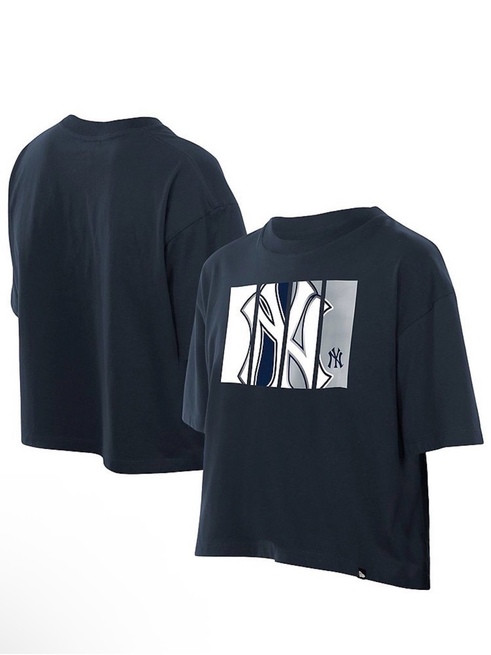 Women's New Era Navy New York Yankees Boxy Foil Logo T-Shirt Size S NWT